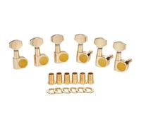 KAISH Lot de 6 mécaniques d'accordage à 2 broches pour guitares Squier Strat/Tele/Ibanez/Yamaha/Importation Style Mini Bouton contemporain Doré