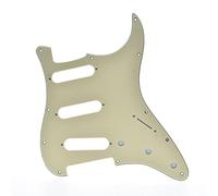 KAISH Pickguard 11 trous ST/Strat Style SSS Pickguard pour Stratocaster USA/Mexique/Strat Vieilli Blanc 3 plis