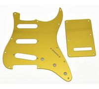 KAISH Pickguard 11 trous style ST/Stratocaster HSS avec plaque arrière ST Tremolo Trem pour Stratocaster/Stratocaster/Stratocaster USA/Mexique Doré Miroir 1 pli