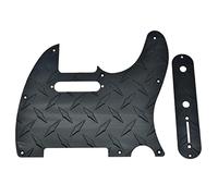 KAISH Pickguard télé à 8 trous avec plaque de contrôle en métal diamanté et vis pour Fender Telecaster de style moderne américain/mexicain Noir