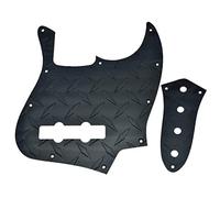 KAISH Plaque diamant 4 cordes Jazz J Bass Pickguard avec plaque de contrôle JB en aluminium et vis pour Fender Jazz Bass américaine/mexicaine Noir
