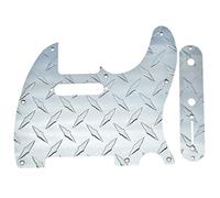 KAISH Plaque diamant 8 trous Tele Pickguard avec plaque de contrôle en métal diamant et vis pour style moderne Américain/mexicain FD Telecaster Argent