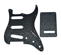 KAISH Plaque diamant de qualité supérieure - Plaque de protection ST/Strat SSS - Plaque de grattage en aluminium avec plaque arrière - Pour Fender Strat américaine/mexicaine - Noir