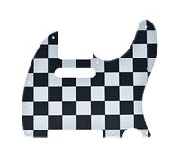 Kaish Protection de manche 8 trous pour guitare style Tele TL avec trous de vis de montage du micro pour Tele/Telecaster grille noire/blanche
