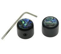 KAISH Telecaster Lot de 2 boutons de guitare en forme de dôme en abalon avec jeu de vis Noir