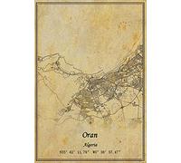 Kaisrlse Affiche murale de l'Algérie Oran - Impression sur toile - Style vintage - Décoration sans cadre - 30,5 x 40,6 cm