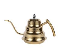 kaisudiAP Bouilloire à café à col de cygne en acier inoxydable, 1x conception commune, Pot d'égouttement, machine à Infusion 1,2 l (Dorée)