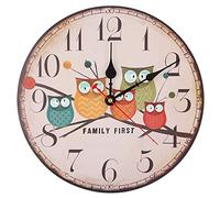 kaisudiAP Horloge Murale à Quartz silencieuse et sans -tac, Horloge de décoration intérieure colorée de 12 Pouces, Style rétro (Éléphante)