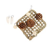 kaisudiAP Jouet à mâcher pour perroquets grimpants pour Oiseaux, Tapis de Jeu avec os de seiche, Corde d'herbiers Marins, Pommes de pin, balançoire hamac, Crochet de Suspension