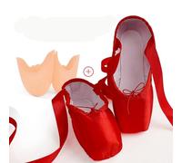 KAISUN Chaussures de Ballet de Pointe Chaussures de Danse Professionnelles avec Rubans de Satin et Protège-Orteils pour Ballerines Femme Fille(Red,36 EU)