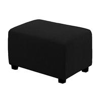 KAISUN Housse Ottoman Housse de Protection pour Repose-Pieds Rectangulaire Housse de Pouf Carre Extensible Housse de Ottoman Pouf Rectangulaire (Noir,M)