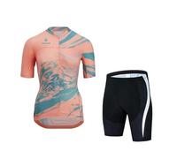 KAISUN Maillot Cyclisme Femme Été,Vêtements de Velo Respirant Tenue Cycliste Manche Courte Jerseys et Cuissard À Bretelle 9D Gel Rembourré (Color : TYP-3, Size : Large)