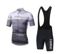 KAISUN Maillot de Cyclisme Homme Manches Courtes, Été Tenue Pro et Cuissard À Bretelle Vélo Route avec 9D Gel Rembourré, Vêtement Combinaison Cycliste(Color:Gray,Size:4X-Large)