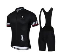 KAISUN Maillot de Cyclisme Homme Manches Courtes, Été Tenue Vêtements de Cyclisme Respirants et Cuissard À Bretelle Vélo Route avec 9D Gel(Color:Schwarz,Size:Large)