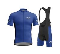 KAISUN Maillot de Cyclisme Homme Manches Courtes, Été Tenue VTT Pro et Cuissard À Bretelle Vélo Route avec 9D Gel Rembourré, Vêtement Combinaison Cycliste (Color : TYP-2, Size : Large)