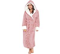 KAISUN Peignoir de Bain Femme Avec Capuche - Blouse 2 Poches, Ceinture, Absorbant et Confortable - Cadeau pour Fille Adolescente - Taille Rose, 2XL