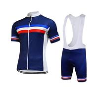 KAISUN Vêtements Cyclisme Pro Homme Été Tenue Cycliste Manche Courte et Cuissard À Bretelle avec 9D Coussin Gel, Equipe Pro Respirant Jerseys VTT (Color : TYP-3, Size : Large)