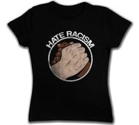 KAISUO Hate Racism Women T-Shirt Love Black and White No Borders No Nations Against Black 3XL