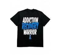 KAISUO with The Text_Addiction Recovery Warrior_ and Blue Ribbon Graphic Black M