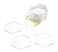 KAITELA Lot de 100 marque-places en acrylique transparent pour table de mariage, carreaux hexagonaux en acrylique, cartes d'escorte, cartes de siège pour dîners, banquets, 8 x 7 cm