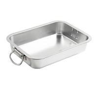 KAITION Plateau de service en acier inoxydable, 36 × 27 × 7 cm - Épais, monobloc sans joint & antirouille, bords hauts, larges poignées, compatible lave-vaisselle - SUS304 alimentaire