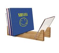 KAIU Rangement Vinyle - Support pour 50 Disques 33 ou 45 tours - Range Vinyle Moderne et Décoratif avec Base en Bois Massif Noir et Cadre en Acrylique Transparent