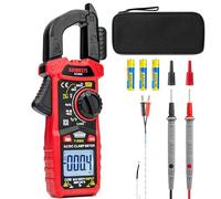 KAIWEETS Pince Ampèremètre AC/DC, Pince Multimètre Mesurer la Tension AC/DC/Courant/Température/Continuité/Diode/NCV, Pince Ampèremétrique avec Lampe de Poche, Rétro-éclairage, Mâchoire-D, KC604