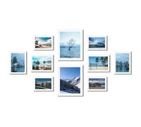 KAIWIN Lot de 10 cadres photo, blanc, deux cadres photo de 20 x 25 cm, quatre de 13 x 18 cm, quatre de 10 x 15 cm, cadre photo pour collage