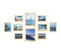 KAIWIN Lot de 10 cadres photo, chêne, plusieurs tailles : 20 x 25 cm, 13 x 18 cm, 10 x 15 cm, cadres photo pour collage mural ou sur table, facile à installer, durable et résistant aux chutes