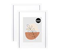 KAIWIN Lot de 2 cadres photo 20 x 30 cm, blancs, avec passe-partout 15 x 20 cm, en bois, avec verre acrylique, à suspendre et à poser, pour photos, affiches, puzzles, posters