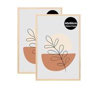 KAIWIN Lot de 2 cadres photo, 40 x 60 cm, en chêne - 40 x 60 cm - Cadres photo en bois à suspendre - Pour affiches, puzzles