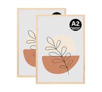 KAIWIN Lot de 2 cadres photo A2 en chêne, cadre photo A2 (59,4x42 cm), cadre photo en bois pour photos, images, affiches, puzzles