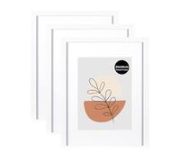KAIWIN Lot de 3 cadres photo 20 x 30 cm, blancs, avec passe-partout 15 x 20 cm, en bois, avec verre acrylique, à suspendre et à poser, pour photos, affiches, puzzles, posters