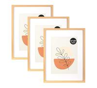 KAIWIN Lot de 3 Cadres Photo 30x40 cm, Cadre Chêne 40x30 cm, pour Photos, Images, Affiches, Puzzle