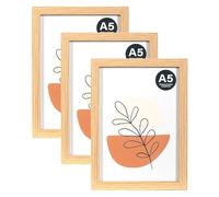 KAIWIN Lot de 3 Cadres Photo A5 Chêne - 21 x 14,8 cm - pour Photos, Images, Affiches, Puzzle