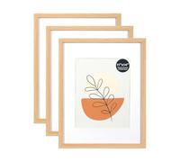 KAIWIN Lot de 3 cadres photo de 28 x 35,6 cm en chêne avec verre acrylique pour photos de 20,3 x 25,4 cm avec passe-partout ou 27,9 x 35,6 cm sans passe-partout, cadres photo de 35,6 x 28,9 cm à