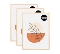 KAIWIN Lot de 3 cadres photo en bois de chêne 50 x 70 cm, cadre photo en bois pour accrocher avec affiche, cadre pour affiche utilisé pour salon, chambre, bureau | Pour photos, affiches, puzzles