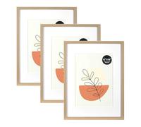 KAIWIN Lot de 3 cadres photo gris 30 x 40 cm avec passe-partout 21 x 30 cm (A4), avec verre acrylique à suspendre, pour photos, posters, puzzles, cadre pour affiche, poster