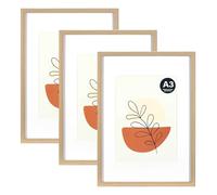 KAIWIN Lot de 3 cadres photo gris A3 - 21 x 30 cm (A4) avec passe-partout - Cadre photo avec verre acrylique à suspendre - Pour photos, posters, puzzles