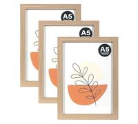 KAIWIN Lot de 3 cadres photo gris A5, 21 x 14,8 cm, avec verre acrylique, à suspendre ou à poser, verticalement ou horizontalement