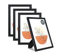 KAIWIN Lot de 4 Cadres Photo A5 Noir - 21 x 14,8 cm - pour Photos, Images, Affiches, Puzzle