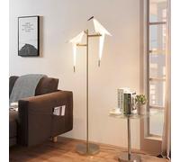 kaixunl Lampadaire Sur Pied Salon Moderne Lampe De Type Support De Sol En Papier Doré Oiseau LED Lampe De Table, 3000K Acrylique Base En MéTal Lampadaire Salon Chambre Bureau Lecture, 2 PièCe