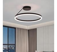 kaixunl Plafonnier Circulaire, Lustre LED Ring, Moderne Et Simple, Noir À Dimmable Luminaire Plafonniers Idéal pour Salon Salle À Manger Chambre Cuisine Couloir Ou L'entrée Lampe 40cm