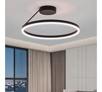 kaixunl Plafonnier Circulaire, Lustre LED Ring, Moderne Et Simple, Noir À Dimmable Luminaire Plafonniers Idéal pour Salon Salle À Manger Chambre Cuisine Couloir Ou L'entrée Lampe 50cm