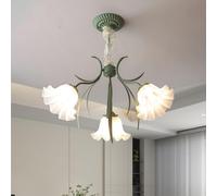 kaixunl Suspension Luminaire Français Pays,Lustre En Métal Au Design Floral Vintage, Abat-jour En Acrylique Plafonnier Rétro Pour Salon Chambre À Coucher Cuisine Porche Couloir (3 Heads)