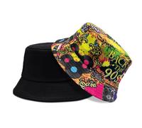 kaiyaya Chapeaux de Pêcheur, Bucket Hat Retro 80'S 90'S, Unisexe Bob Chapeau Homme/Femme, Accessoire Annee 90, Pliable Double Hip-hop Chapeau, Soleil Chapeaux pour Pêche Camping Voyage Extérieur