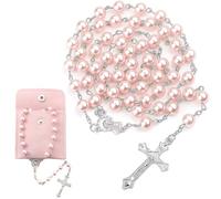 kaiyaya Chapelet Catholique avec Croix Rétro et Sac Cadeau, Croix Élégante Rosary Cadeau pour Communion, Chapelet Chretien pour Baptême Communion Mariage Fête