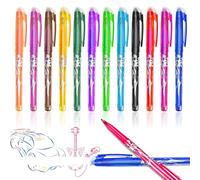 kaiyaya Couleurs Stylo Effacables,12 Stylos à bille multicolores effaçables 0.5mm Encre Gel Effaçable Stylo Roller Effaçable avec Gomme pour Adultes,Enfants,Bureau,École Bureau