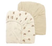 KAIYAYA Lot de 2 Draps Housses pour Enfants Mousseline,100% Coton Respirant Drap Housse pour Lit Bébé,82x41cm Arc-en-Ciel Lit de Berceau pour Matelas Ovale,Sablier et Rectangulaire