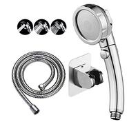 Kaiying Pommeau de douche auto-adhésif haute pression avec interrupteur on/off 3 modes de pulvérisation économie d'eau de douche pour chiot M : Pommeau de douche + Support de fixation + Tuyau chrome